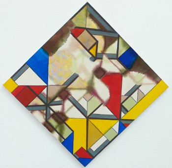 Bea Winkler, o.T., Tusche und Buntstift auf Leinwand, 55 x 55 cm, 2012