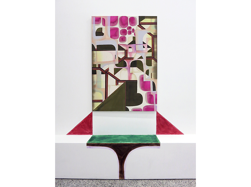 Bea Winkler, ODD Patterns, Kombination aus Wandmalerei und Tusche auf Leinwand, 2012